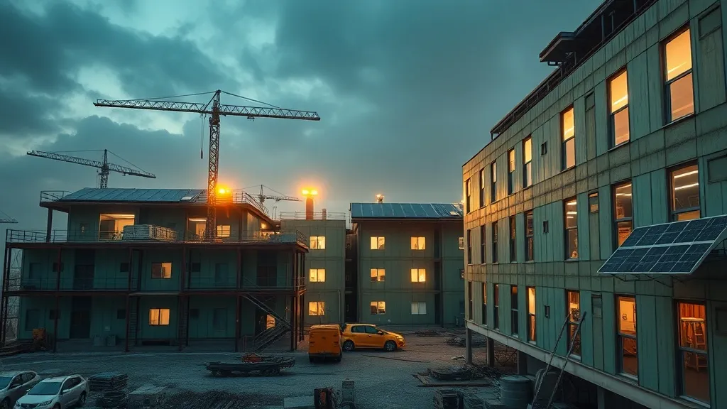 High-tech green architecture building site with modern therm
